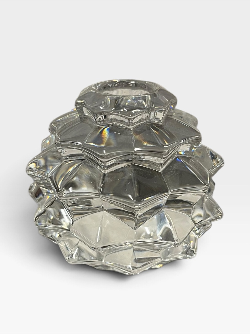 Tiffany & Co. Clear Layered Pinecone Glass Candle Holder